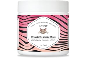 GJYC PET Natural Wrinkle Wipes for Dogs, 120 Count, Hypoallergenic Dog Wipes, Wrinkle Wipes French Bulldog, Cleaning & Deodorizing, Dog Wipes for Grooming Faces,Tear Stain,Paws & Butts