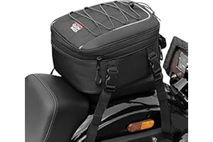 ‎KEMIMOTO KEMIMOTO Motorrad Tasche 7-12L, wasserdichte Motorrad Hecktasche, große Kapazität, erweiterbare Satteltasche, Gepäckträgertasche, einfache Montage, schwarz