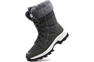 Dhinash Women's Snow Boots Waterproof Winter Boots Warm Anti-Slip Ankle Boot Fur Lined Booties Ladies Outdoor Shoes Walking Trekking Hiking Boot Black Grey Purple 4-9UK