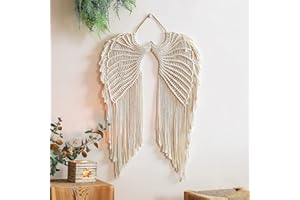 Hosoncovy Large Angel Wings Woven Wall Hanging Tapestry Wall Ornaments Cotton Rope Woven Angel Wings Tapestry Decoration Bohemian Creative Decoration Tassel Tapestry Macrame Tapestry
