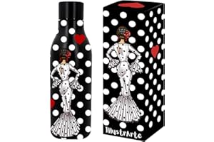 Botella térmica 500 ml – acero inoxidable sin BPA – diseño flamenca fondo negro – reutilizable – idea de regalo – IllustrArte – María blanco