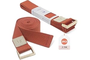 FOYER NUAGE Yoga Straps 1.8M or 2.5M, Durable Cotton Yoga Straps for Stretching, Adjustable Yoga Belt Strap for Yoga, Dance, Gym Workouts