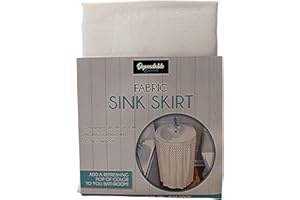 DEPENDABLE INDUSTRIES INC. ESSENTIALS DI Home & Style Fabric Sink Skirt Mosaic Stitch White