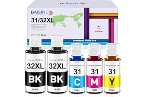 BAISINE Kompatibel med HP 31 32XL bläck för HP Smart Tank 5105 7005 7305 5100 5106 5107 5108 7006 7007 7008 7307 7605 7606, Smart Tank Plus 555 559 57 0