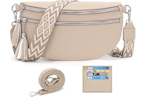 LANXINGLUO marsupio donna media borsa tracolla donna media borsetta Con scomparto per carte di credito e 2 spallacci kaki chiaro