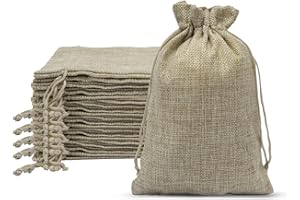 Leiptes 30 Pezzi Sacchetti di Iuta 15 x 20 cm Sacchetto di Lino con Coulisse Piccoli Sacchetti di Juta Regalo Borsa con Coulisse per Fai-da-Te Regali, Gioielli, Matrimoni, Feste, Bomboniere