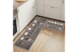 HSGLGNA Kitchen Rugs Runner Set of 2 Anti Fatigue Kitchen Floor Mat for Home Decoration Office Waterproof Non Slip Kitchen Rug Set Comfort Standing Mats (Kitchenware-B, 40x60+40x120cm)