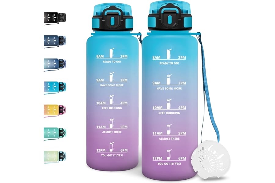 Motswedi 1.5L Water Bottle, Reusable Water Bottle, Gym Water Bottle, Leak-Proof, Easy to Carry Water Bottles, for Sports, Cycling, Gym, Office, Running, Blue & Purple