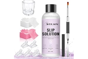 WEILAOK Soluzione per Acrygel, Soluzione Acrigel per Unghie, Slip Solution Acrygel, 75 ML Liquido Acrygel, Pennello Acrigel per Unghie, Tazza di Cristallo, 5 Clip per Manicure, 100 Fogli di Pulizia