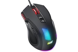 acer Mouse Gaming Cablato per PC, Sensore da 12800 DPI, 8 Pulsanti Programmabili con Tasti Laterali, Pulsante di Fuoco Programmabile con Macro, RGB Personalizzabile, Mouse da Gioco per MOBA/FPS