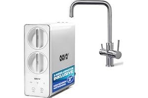 aora GT600 Umkehrosmoseanlage + 3-Wege-Edelstahl-Armatur OHNE bohren – Osmose Wasserfilter mit 8-Stufen-Filtration & Filterwechsel in 3 Sek. – Osmoseanlage Untertisch + tanklosem RO System - Giulia-U