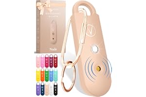 Vantamo Alarma personal para mujer – Altavoces dobles extra fuertes, primero con aviso de batería baja con luz estroboscópica, recargable, llavero de alarma de seguridad