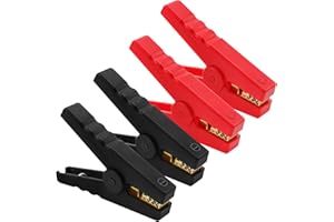 VooGenzek 4 Stück 100A Krokodilklemmen, Autobatterie Krokodilklemmen, Pure Kupfer Isolierte Batterieklemmen, für Autobatterien Starthilfekabel (96mm, Rot + Schwarz)