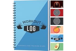 WORKOUT LOG GYM Fitness Logbook - Workout Planner - Formato A5, Azzurro - Copertina più spessa migliorata - Diario di allenamento - Impostazione degli obiettivi per il bodybuilding - di Workout Log
