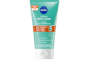 NIVEA Derma Skin Clear Scrub Viso Anti-Imperfezioni 150 ml, Scrub esfoliante per la cura della pelle grassa e mista con Acido Salicilico, Sale Marino e Niacinamide, Esfoliante viso e corpo purificante