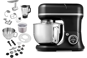 ‎MEDION MEDION Küchenmaschine (Mixer, Fleischwolf, Eisschüssel für Zubereitung von Eis, 4 in 1, 1.200 Watt, Reiben Raspeln Schneiden, Digitales Touch Display, Knetmaschine, Teigmaschine, MD18440) Schwarz