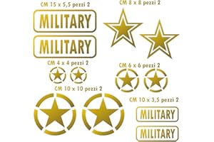 Pimastickerslab Kit 12 Adesivi Stella Militare US Army USA Marines War 4x4 off Road Auto Camper Decalcomanie Scegli Colore e Misura -cod. 1656- (091 Oro, Lucido (Glossy_Lucid_Glanz_pulido))