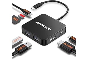 ANYOYO USB C Hub, 7-in-1 Type C Adapter with 100W PD, 4K 30Hz HDMI, SD/TF Card Reader, 2 USB 3.0 Ports and 1 USB-C Multiport Adapter,USB C Docking Station for MacBook Pro/Air and More USB C Devices