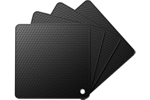 Ankway Silikon Topf-untersetzer, 4 Stück Multifunktional Hitzebeständig Topflappen für Töpfe, Teekannenund Schüsseln, Hitzebeständig bis 230°C, Spülmaschinenfest rutschfest Wabenmuster - Schwarz