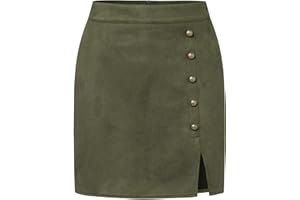 MAOAEAD Wildleder Rock für Damen Hohe Taille Mini Rock Sexy Faux Wildleder Röcke Herbst Winter Metall Schnalle Bodycon Short Rock