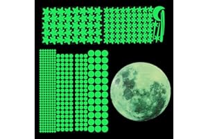 SamHeng 516 Piezas Brillan en Oscuridad Pegatinas de Pared, Adhesivo Brillantes Estrellas Dotas Luna Calcomanías de Pared para Techo, Luminosas Sticker por Dormitorio Guardería Decoración de Fiesta