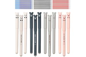 WUFANC Set de bolígrafos borrables 12 bolígrafos borrables + 36 recambios de 0,5 mm - Bolígrafo roller borrable para estudiantes y profesores