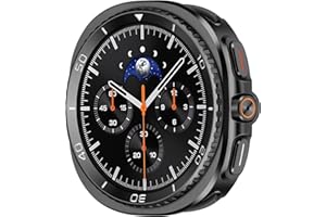 Amizee 3 in 1 Metal Case for Samsung Galaxy Watch 8 44mm with Screen Protector, Rugged Bumper Scratch Resistant Protection Cover for Galaxy Watch 8, Numeric-Black/White