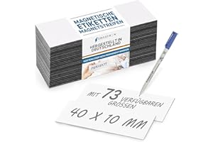 ‎SMAGNON Magnetschild Magnetetiketten Magnetstreifen - Magnet Etikett inkl. Gratis Stift - für Lagerbeschriftung Kennzeichnung, Magnettafeln, Magnetband, Größe:50 x 20 mm, Menge:50 Stück