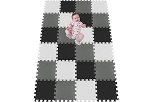 MSHEN 24 foglio Tappeto Puzzle con Certificato CE e Certificazione in Soffice Schiuma Eva | Tappeto da Gioco per Bambini | Tappetino Puzzle...dimensione1.94 Mq,bianco-nero-grigio-ADLg24