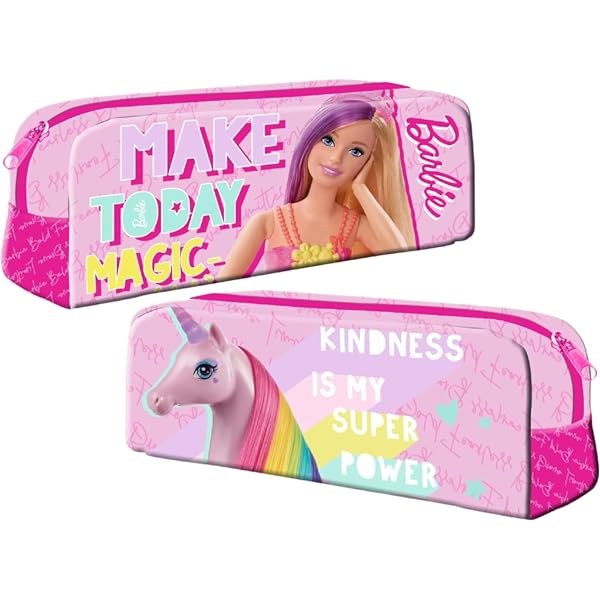 Safta Barbie Coeurs - Trousse Triple Pour Enfant, Rose, Spacieuse Et Résistante 22x3x12 Cm