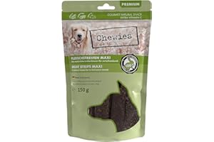 Chewies Fleischstreifen MAXI Hundeleckerli aus 100 % Kaninchenfleisch - 150 g - luftgetrocknete Kaninchen Kaustreifen für Hunde - zuckerfrei & getreidefrei - Dörrfleisch vom Kaninchen