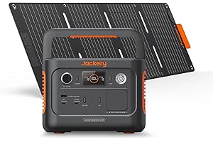Jackery 240 v2 Solar Generator mit 40W Solarpanel, 256Wh LiFePO4-Batterie, 300W AC & 100W USB-C-Ausgang für Outdoor, Camping & Notfall (2024 Neue)