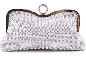 Syrads Bolso de Boda Dorado Clutch Mujer Fiesta Carteras de Mano Bolso de Noche Bandolera con Cadena para Ceremonia Novia Diamantes 722