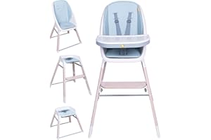Koo-Di Tiny Taster 3-in-1 Highchair, Toddler Chair & Big Kid Stool | A High Chair That Will Last from Weaning to 8 Years | Safe & Comfortable High Chairs for Babies and Toddlers | Spring Water
