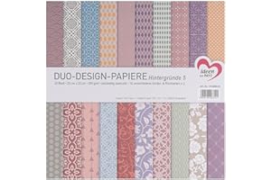 Ideen mit Herz Carta di design | Blocco con 20 fogli di carta | Stampa su entrambi i lati: Decorazione e tinta unita | 25 x 25 cm | 250 g/m² | Ideale per bricolage, scrapbooking, fai da te (sfondi 5)