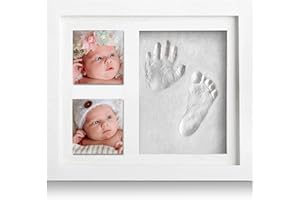 VAILEAL Baby Hand and Footprint Kit, Baby Milestones Photo Frames, Baby Hands and Footprints DIY Photo Frame, Pet Hand and Foot Print Photo Frame, For Personalised Baby Gift and Nursery Decor (White)