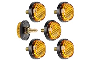 evermotor Reflectors 6 Pieces Universal M5 Motorcycle Bicycle Mini License Plate Reflector for Motorbike, yellow