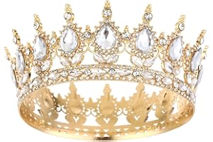 ALIANGTING Gold Crown,Gold Hair Accessories, Tiara For Women and Crown Cake Topper Crystal Bridal Hair Accessories for Princess Party Birthday Costume Photo Props