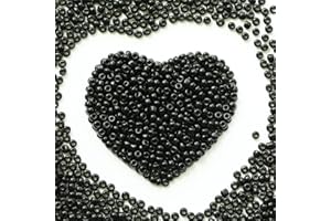 VOOMOLOVE Perline nere da 4 mm, circa 1600 pezzi/110 grammi in sacchetto, perline in vetro 6/0 per realizzare orecchini, gioielli in vita, fai da te fatte a mano (nero)