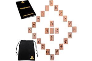 ESOAS Runes DIVINATOIRES Viking, Set x25 Runes Bois Massif (Hêtre) avec Sac. Idéal pour Voyance, Divination et Magie. Alphabet Runique Futhark, Oracle de la Mythologie Nordique