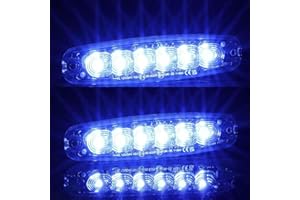 AGRISHOP 2pcs Lampe Stroboscopique Voiture Led Bleu 12v24v 6Leds Homologation ECE R65 Eclairage de Clignotant Warining Beacon Lights,Feu de Freinage Stroboscopique pour Flash Avant Remorque Gril