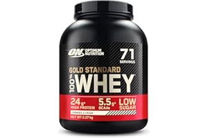 Optimum Nutrition Gold Standard 100% Whey, Proteína en Polvo para Recuperacíon y Desarrollo Muscular con Glutamina Natural y Aminoácidos BCAA, Sabor Cookies & Cream, 71 Dosis, 2.27 kg