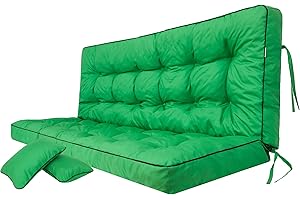 ‎PILLOWPRIM PillowPrim Grün Hollywoodschaukel Sitzkissen, 180 cm Gartenschaukel Sitzbank, Komfort Polster mit Rückenlehne, Ideal für Eckbänke und Sitztruhnen