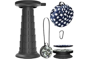 ‎ALEVMOOM ALEVMOOM Tragbarer klapphocker mit Kissen,Campinghocker faltbar,hocker,werkstatthocker,teleskophocker Faltbarer für Erwachsene, Tragfähigkeit 550lb mit Tasche Karabiner (Schwarz)