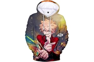 YIMIAO Impression en 3D Sweat à Capuche My Hero Academia Anime Pull Japonais Animé Cosplay Manches Longues Vetement de Sport Décontractés Garçon Fille