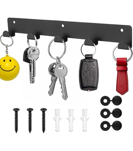 Portachiavi Da Parete Con 8 Ganci - Bianco - Adesivo Per Corridoio, Ingresso O Garage