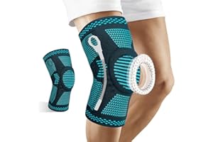 FWHFNB Knieschützer,Komprimierte kniebandage für Männer/Frauen,Mit Patella Gel Pads & Seitenstabilisatoren Kniestütze,für Laufen,Meniskusriss,Arthritis, Gelenkschmerzlinderung,ACL,Erholung (L, Blau)