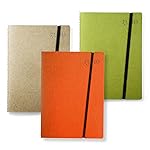 3 quaderni artigianali 11 x 15 cm, rilegati a filo Singer e fatti a mano in Italia nei tre colori Arancio, Sabbia, Verde...