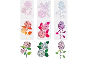 FINGERINSPIRE, Stencil floreali con ortensia a strati, per dipingere su legno, tela, carta, tessuto, pavimento, piastrelle, 29,7 x 21 cm, 6 pezzi