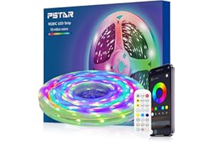 PSTAR Taśma LED RGBIC 5m, taśma LED Bluetooth z pilotem/aplikacją, synchronizacja muzyki, oświetlenie LED na imprezę, do domu, sypialni, gier, dekoracji kuchni